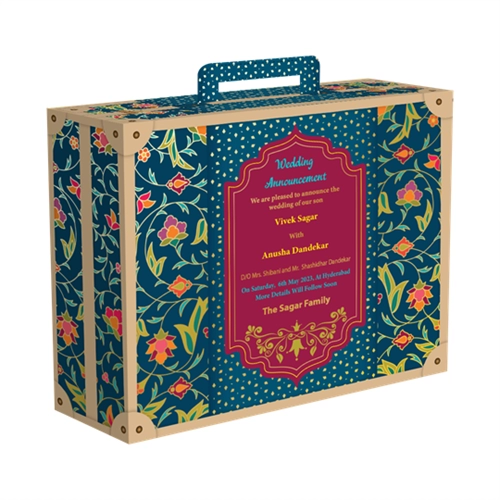 Wedding Announcement Gift Box Premium Gold Suitcase Style